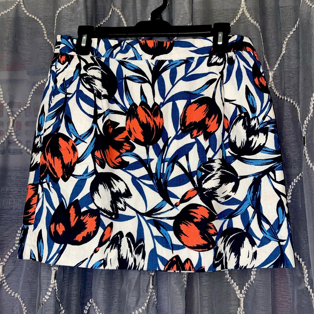 J. Crew Tulips Floral Cotton Lined Mini Skirt